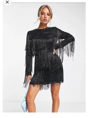 Asos black beaded dress